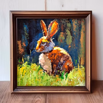 Bunny Oil Painting Hare Original Art Wild Animals Artwork Pet Portrait Gifts for Pets by ArtSenya