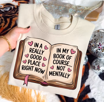 Funny Reading Sweater, Book Lover Mental Health Crewneck
