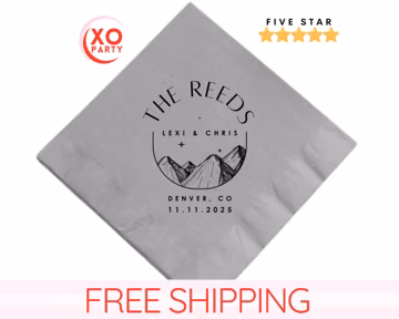 Custom Mountain Wedding Napkins: Personalized Bridal Shower Decor