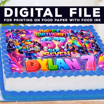 Personalized Six and Seven Birthday Cake Topper, Edible Image Digital Download