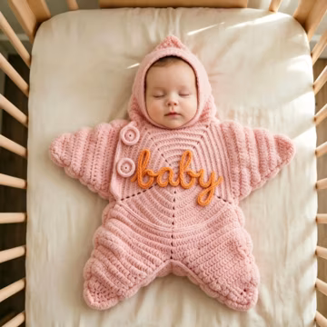 Custom Name Crochet Star Baby Sleep Sack, Newborn Photography Prop, Baby Shower Gift, Wearable Blanket, Anti-Pilling Soft Yarn