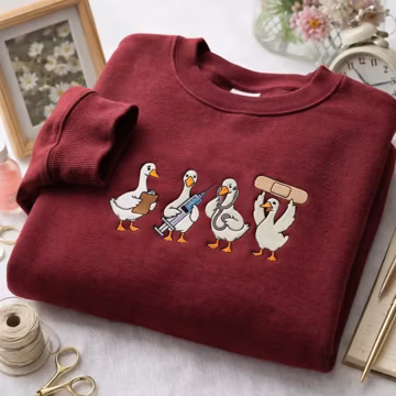 Medical Duck Embroidered Sweatshirt, Nurse Duck Crewneck, Funny Healthcare Gift