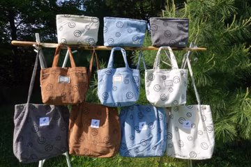 Personalized Corduroy Smiley Face Tote Bag: Embroidered Totes or Lunch bag or Makeup Bag.