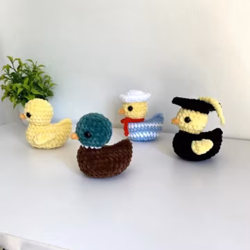 No Sew 4-in-1 Rubber Duck Crochet PDF Pattern Amigurumi Tutorial Cute Duck Pattern Sailor Graduate Mallard