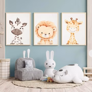 Safari Nursery Wall Prints | Boho Nursery Prints | Jungle Animals | Set of 3 Print Nursery Art | Animal Nursery Decor | Nursery Animal Print