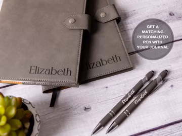 Personalized Engraved Refillable Leather Journal and Pen, Custom Leather Notebook and Pen Set, Custom Diary for Women, Gift for Mom and Dad