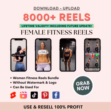 8000+ Women Fitness Reels Bundle with Master Resell Rights | 200+ Workout Prompt | Gym Reels Bundle | Exercise Video | Female Workout Videos