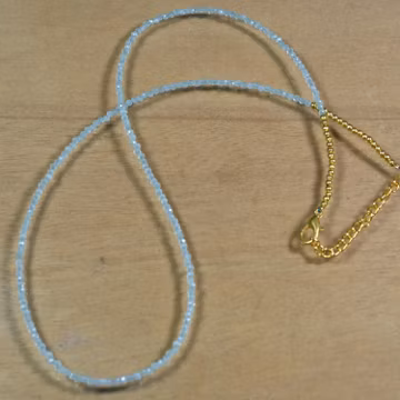 Dainty Aquamarine Beaded Choker Necklace: Sterling Gold Filled, March Birthday Gift