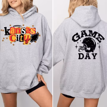 Kansas City Game Day Hoodie and Sweatshirt | Kansas City Sundays Front & Back Design | Vintage Football Fan Sweater