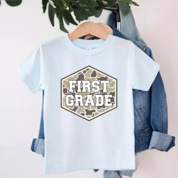 1st Grade Boy Shirt, Camo First Grade Tee, Back to School Shirt, First Day of School T-Shirt, Boys School Outfit, Camouflage Shirt