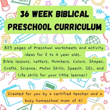 Biblical Preschool Curriculum, 36 Week Christian Homeschool (PDF)