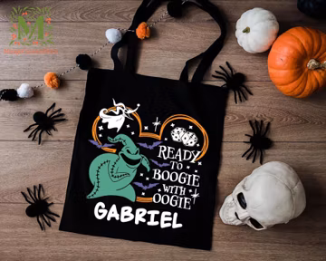 Halloween Disney Custom Name Bag, Ready To Boogie With Oogie Tote Bag, Halloween Gift Bag
