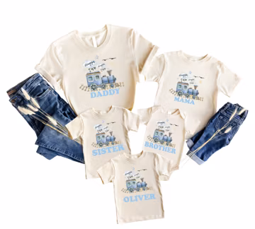 Train Birthday Shirt: Chugga Two 2nd Birthday Tee, Matching Family