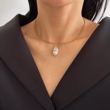 Minimalist Baroque Pearl Necklace • Freshwater Pearl Neck Collar • Elegant Women Gifts