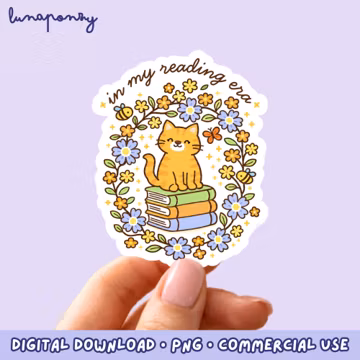 In My Reading Era PNG | Bookish Cat | Cozy Reading Aesthetic Digital Download