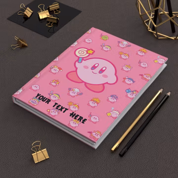 Customized Kirby Journal cute Hardcover Journal Matte pink journal kawaii journal cover girl gift gift idea notebook Hardcover Journal