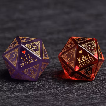 Custom Wedding Dice | Custom Dice D20 | Dungeons & Dragons | DND Dice | Stone Dice | Black Dice | Groom dice | Bride Dice | Marriage dice