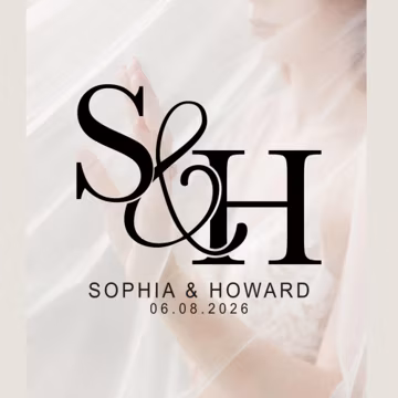 Custom Wedding Monogram Logo, Elegant Initials, Minimalist Bride Groom Names (SVG PNG)