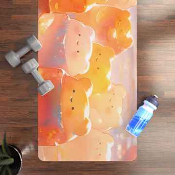 Cute Yoga Mat, Cute Gummy Bear Design, Exercise Mat, Non-Slip Rubber Mat, Fitness Accessories, Workout Gear