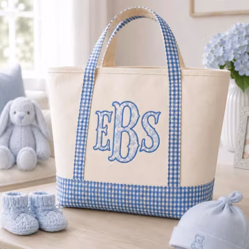 Personalized Gingham Tote Bag, Monogram Canvas Bag, Everyday Carryall, Bridesmaid Gift, Teacher Bag, Mom Bag, Personalized Gift for Her