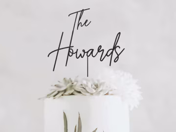 Wedding Cake Topper with Custom Script Last Name - Cake Topper for Wedding, Mr and Mrs Cake Toppers, Wedding Personalized Gift