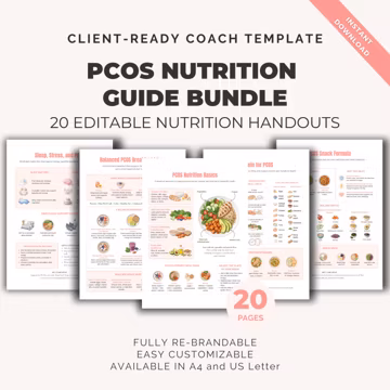 PCOS Nutrition Handouts Canva Template | 20 Hormone Health Guides, Insulin Resistance, Health Coach PLR