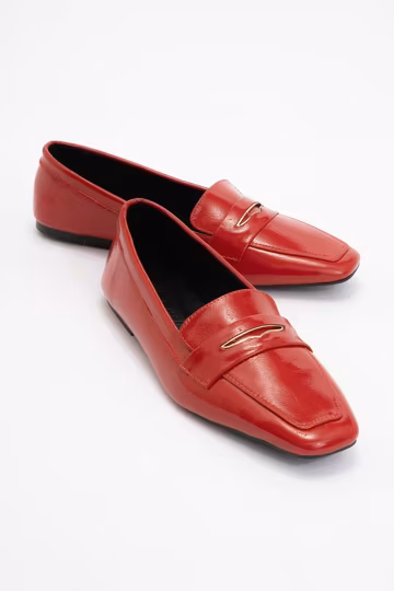 Women's Leather Loafers, Red Leather Loafers, Red Casual Loafers Comfortable Loafers for Women, Casual Flats, Comfortable Work Shoes