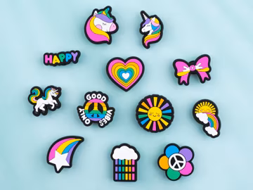 Rainbow Unicorn Shoe Charms Single or 12PCS Set, Cute PVC Clog Pins, Fantasy Pony Shoe Accessories, Gift for Girls Kids Teens