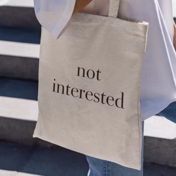 Not Interested Tote Bag, Funny Tote Bag, Meme Tote Bag, Gen Z Gift, Tote Bag For Her, Gen Z Tote, Sarcastic Tote, Funny Grocery Bag