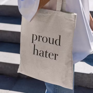 Proud Hater Tote Bag, Funny Tote Bag, Meme Tote Bag, Gen Z Gift, Tote Bag For Her, Gen Z Tote, Sarcastic Tote, Funny Grocery Bag
