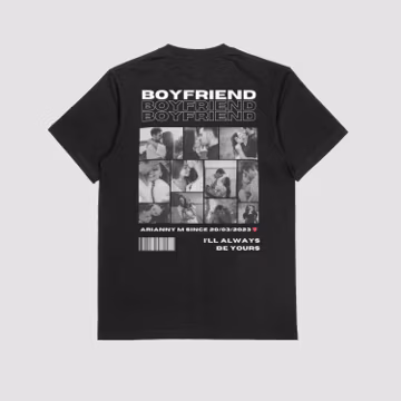Custom Photo Collage T-Shirt, Personalised Girlfriend Graphic Tee, Anniversary Streetwear