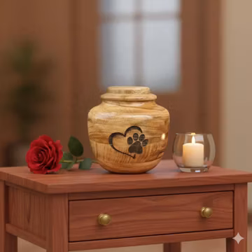 Personalized Wooden Pet Urn | Pawprint Heart Engraving