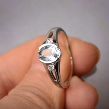 Aquamarine Ring Wedding Ring Sterling Silver Ring Oval Cut Blue Gemstone Jewellery Halloween Gifts For Loved Ones