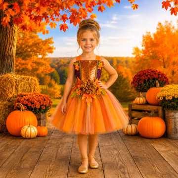Autumn Fairy Tutu Dress: Burgundy, Orange, Copper Fall Floral Costume