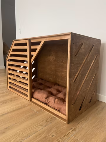 Handmade Wooden Dog Kennel with Sliding Door: Modern Pet Cage