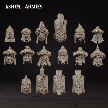 Gilded Dominion - Modular Heads x16 Bullet Crusade 3D Printed Alternative History Grimdark Wargame Ashen Armies BASES NOT INCLUDED