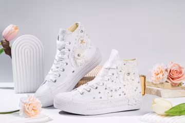 Embroidered Wedding Converse: Custom Bridal High Tops with Lace