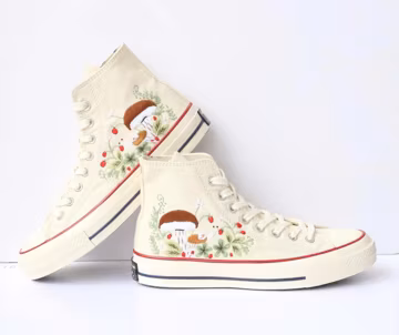Mushroom Embroidered Converse Chuck Taylor 1970s: Custom Garden Shoes