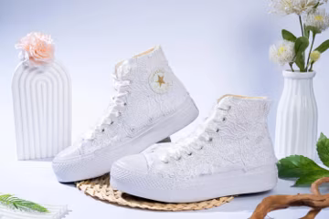 Embroidered Wedding Converse: Custom Bridal High Top Sneakers