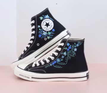 Embroidered Converse Sneakers: Custom Floral Wedding Shoes