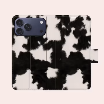 Cow Print Phone Case Aesthetic Animal Print Leather Wallet Phone Case for iPhone 17 Pro Max 16 15 Plus 14 Samsung S25 Ultra S24 S23 S22