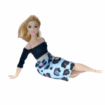 Set of 2 items SKIRT and TOP for 1:6 doll, LEOPARD Doll Leoprd cheetah print Skirt, Tube top, Doll Halter Top, doll casual outfit, bjd, mtm