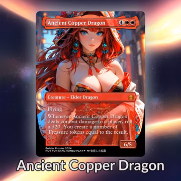 Ancient Copper Dragon Anime Waifu Playtest Proxy Card: Custom TCG Art