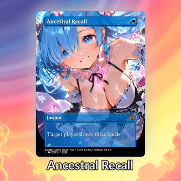 Ancestral Recall Anime Waifu Playtest Proxy Card: Custom TCG Art