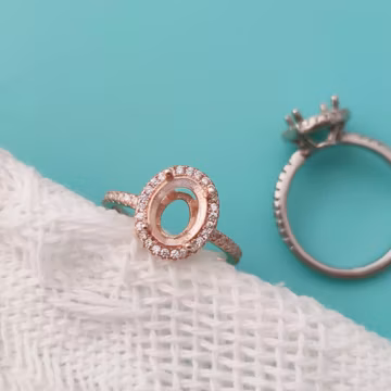 925 Sterling Silver Halo Oval Ring Setting (available in size 10), Keepsake milk Ashes Hair Resin Jewelry Blank Components
