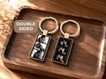 Personalized Film Strip Photo Keychain Photo Booth Custom Metal Keychain Couples Gift Anniversary for Him Her Boyfriend Girlfriend