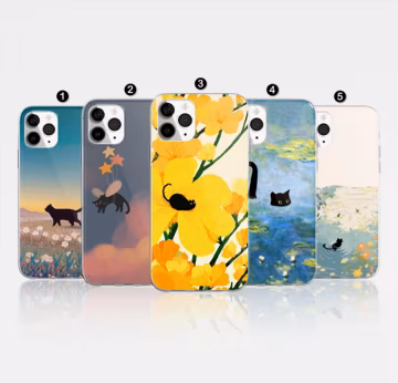 Cat Art Clear Phone Case, Trendy TPU Cover