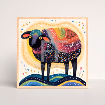 Sheep PNG, Colorful Sheep Art ready to Print and Frame, Digital Art, Kids Room Sheep, Printable Digital Download, instant download, Clipart