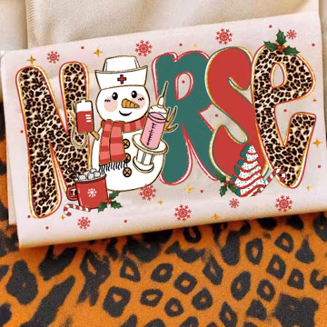 Preppy Christmas Nurse Glitter PNG, Preppy Nurse Holiday Sublimation, Christmas bow png, Leopard Nurse, Xmas Nurse png, Snowman, Nurse Life