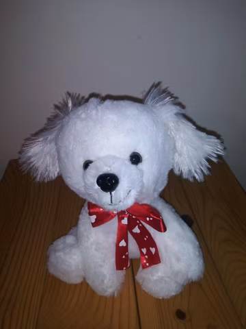 7" White Soft Cuddly Puppy Dog Love Plush Stuffed Animal